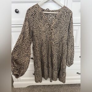 Leopard Print Long Sleeve Dress